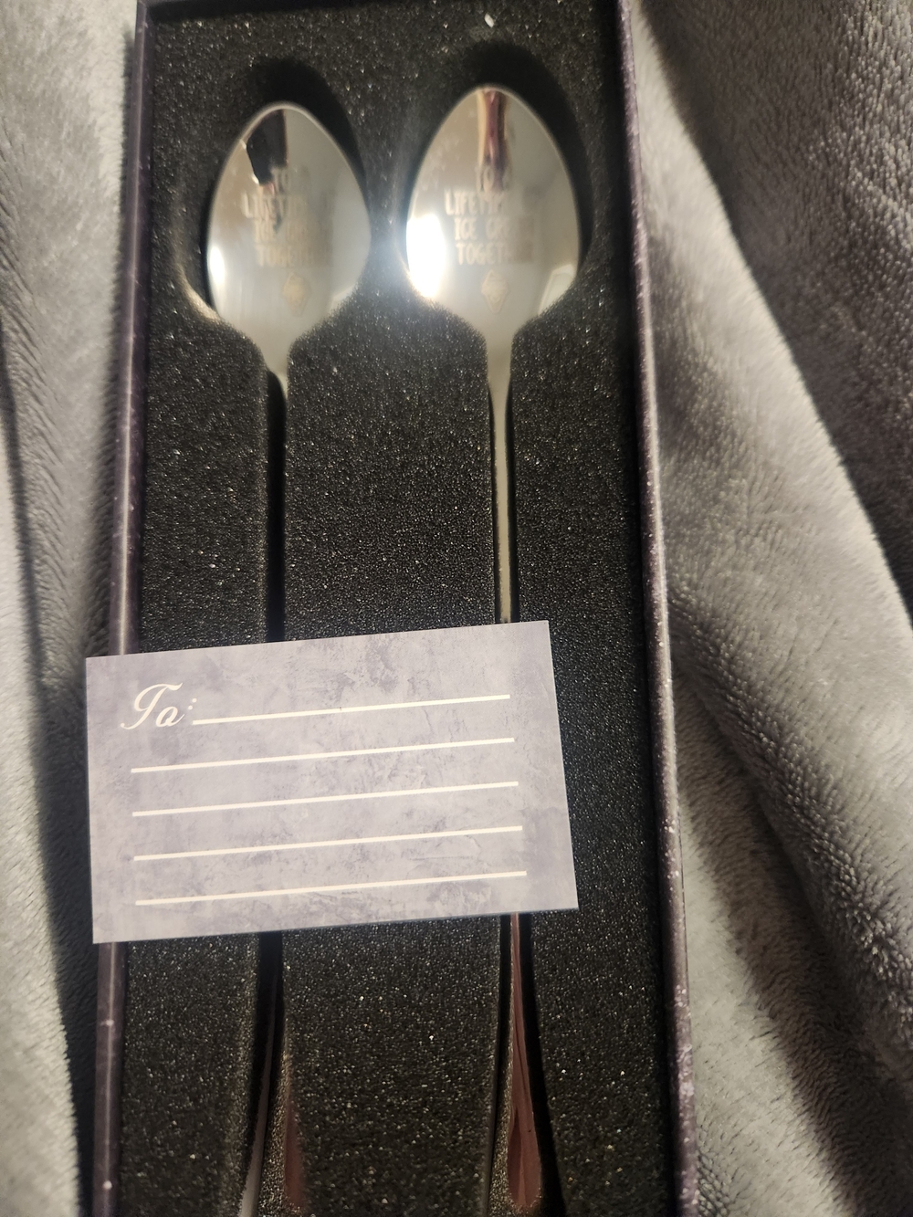 Engraved Ice Cream Spoons - Silver Set of 2 - Picture 4 of 6